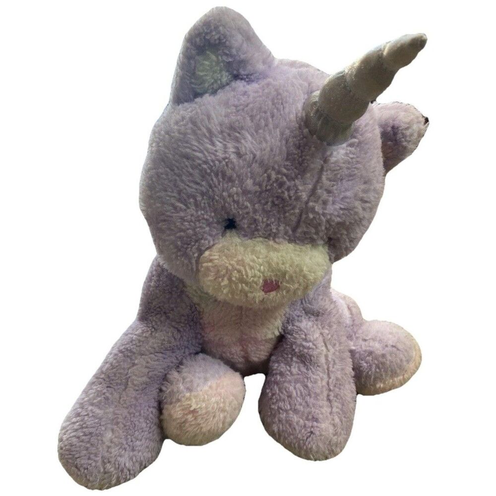 FAO Schwarz Caticorn Light Up Plush Anxiety Cat Unicorn Purple White Silver